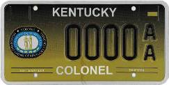 special Kentucky license plate for Kentucky Colonels