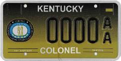 special Kentucky license plate for Kentucky 					Colonels